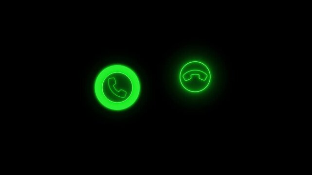 Two glowing phone icons on a black background, one larger and one smaller, representing communication and technology animation
