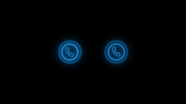 Two glowing phone icons on a black background, one larger and one smaller, representing communication and technology animation