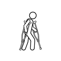 Physical therapy icon of a person walking with crutches  