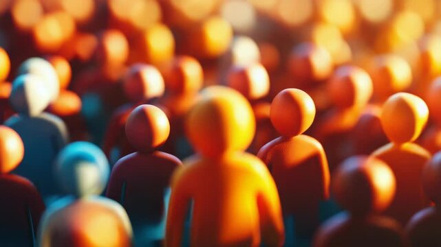 A crowd of people in a room, with one individual standing out from the rest. The  captures a moment of unity and diversity.