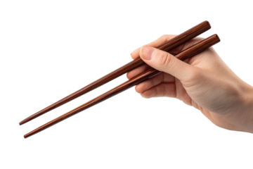 Close-up of a hand holding wooden chopsticks (2)