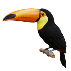 Obraz premium Toucan Bird With Large Beak On Isolated Transparent Background