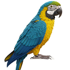 Fototapeta premium Blue And Yellow Macaw Parrot On Isolated Transparent Background
