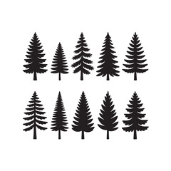 Obraz premium set of christmas trees black vector silhouetee