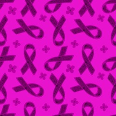 Breast cancer month seamless pink ribbon day mammogram pattern for medical accessories and medicine textiles