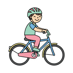 Happy child enjoys cycling outdoors in a sunny, fun illustration