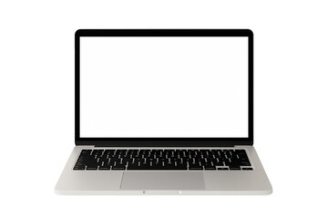 Modern Laptop with Blank Screen on White Background