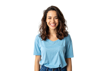 Obraz premium Natural beautiful woman in casual style, cutout isolated transparent PNG