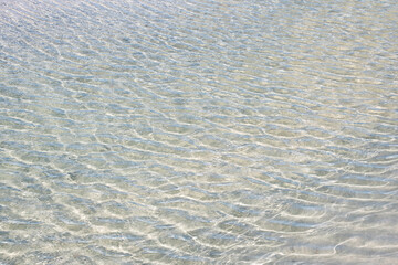 Backgrounds and textures. Crystal clear sea water rippling. Copy space