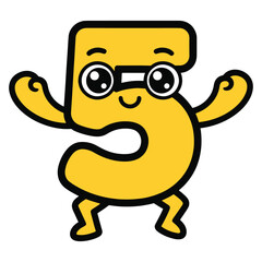 cute number character mascot for kid study