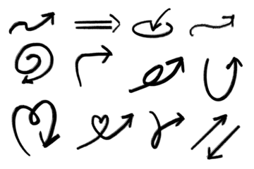 Hand-drawn rough arrow set / black PNG transparent