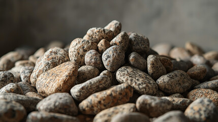 Close up Natural Pebble Stone Pile with Beige and Brown Shades Still Life