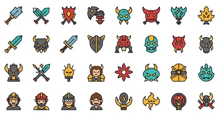 Fantasy character and weapon icons