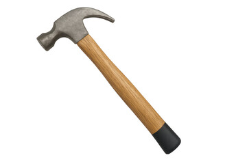 Claw hammer with wooden handle on transparent background