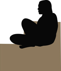 a woman sitting body silhouette vector