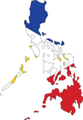 The Philippines Flag With Map Fill Vector 