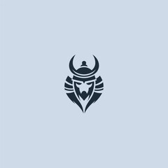 Samurai helmet logo in modern minimalist abstract line design.