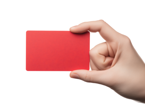 Hand Holding Blank Red Card Mockup for Business, Marketing, and Design Projects