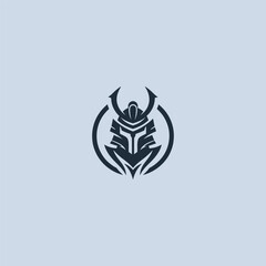 Samurai helmet logo in modern minimalist abstract line design.
