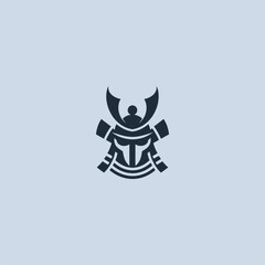 Samurai helmet logo in modern minimalist abstract line design.