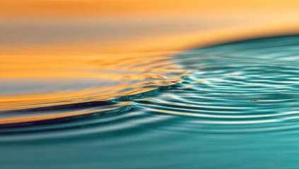 Stickers Ziekenhuis Teal water ripples sunset reflection  calming nature background for spa, wellness, or serenity themes  © Ahmad