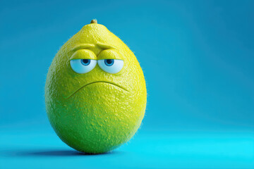 Funny lime face caricature. Ai generative art