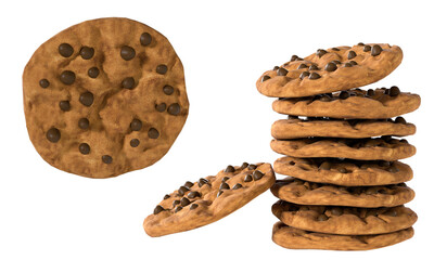 3D Chocolate chip Cookies Galletas con chispas de chocolate