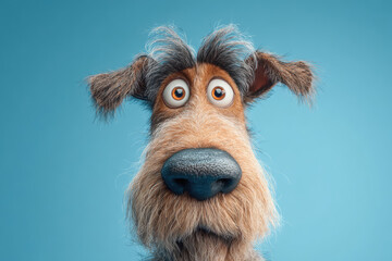 Funny dog caricature portrait. Ai generative art