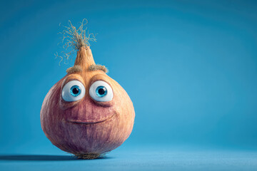 Funny onion caricature. Ai generative art