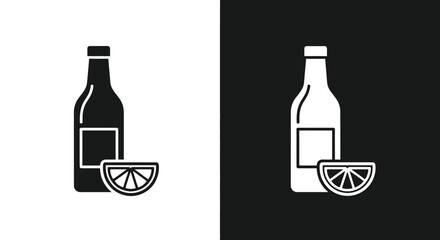 Lemon Juice Bottle Icon Set