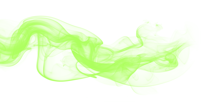 Light green swirling dynamic smoke shape effect transparent PNG, isolated background cutout. Mist, vapor, abstract flow