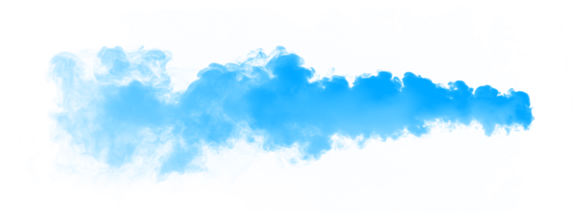 Blue billowing smoke plume effect transparent PNG, isolated background cutout