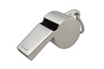 Classic metal whistle on transparent background ready for signaling