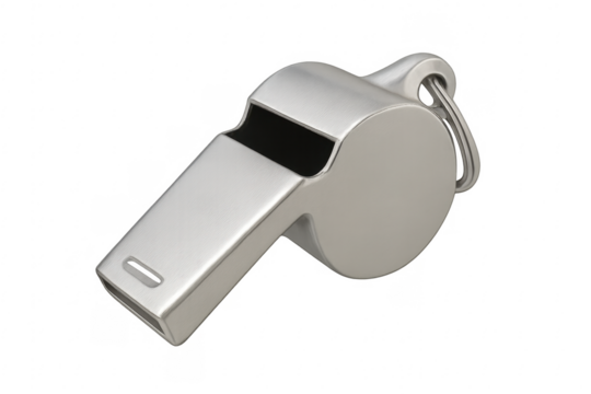 Classic metal whistle on transparent background ready for signaling - Powered by Adobe