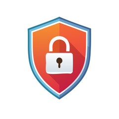 Shield emblem featuring padlock design indicating safety and protection for sensitive data and privacy through a strong secure framework