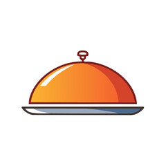 Fototapeta premium Elegant Restaurant Food Cloche Illustration Service Concept Dinner Service Presentation Dish Dome Catering