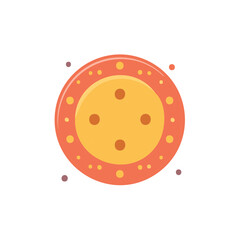 Fototapeta premium Stylized Cartoon Vector Graphic of an Orange Donut with Yellow Icing and Chocolate Sprinkles