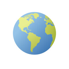 Fototapeta premium Stylized Globe Vector Depicting the Continents of North and South America, Africa, and Europe