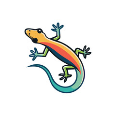 Naklejka premium Vibrant Cartoon Gecko with Stripes, Curled Tail Climbing, Colorful Lizard, Mascot Design, Animal, Wildlife, Reptile, Gecko Clipart