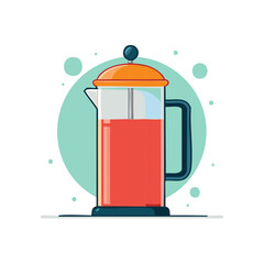 Obraz premium French press with coffee illustration beverage brewing caffeine container