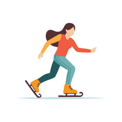 Woman ice skating, vector illustration of figure skating, winter sport activity