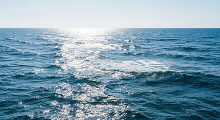 Vast Ocean Water Surface Reflecting Sunlight on a Clear Day