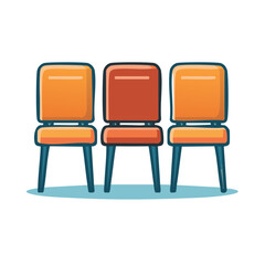 Fototapeta premium Cartoon Chairs in a Row with Orange and Red Furniture Illustration