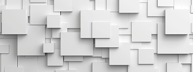 White square texture background, abstract 3D cubes, geometric wall design