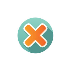 Obraz premium Orange X icon within a turquoise circle indicating error or removal