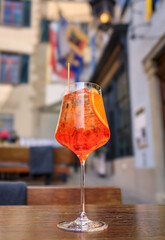 An effervescent spritz cocktail at a charming outdoor cafe, Zurich, Switzerland