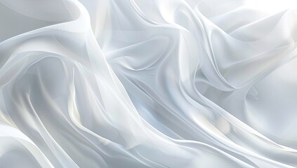 Fototapeta premium Draped white fabric, studio shot, soft light, background blur, textile design