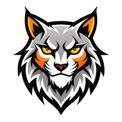 Aggressive lynx head mascot logo design with dynamic fur flares and vibrant color accents