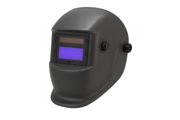 Welding helmet protecting face with transparent background