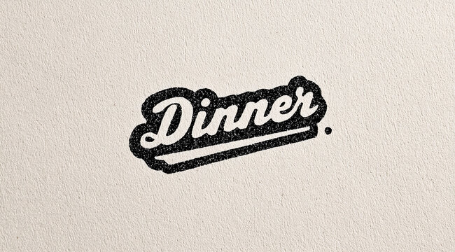 Retro minimalist design featuring a dinner theme in a vintage style on textured background